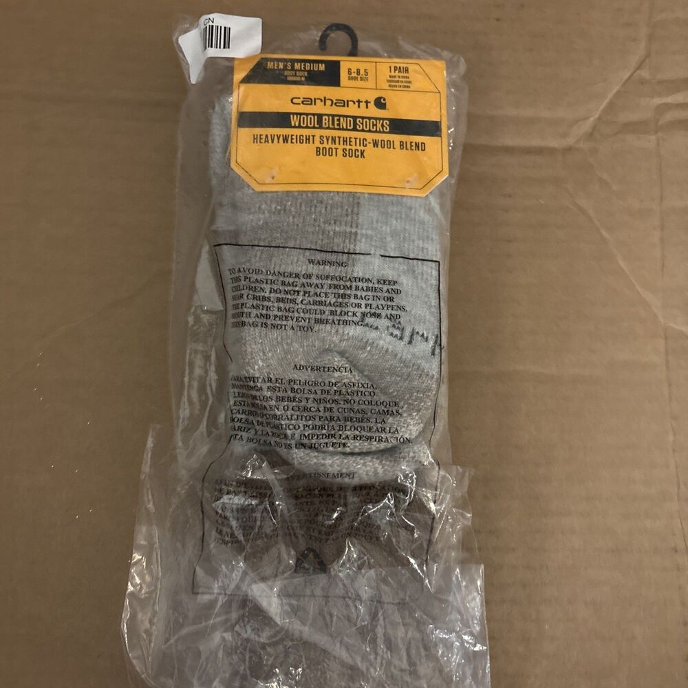 Carhartt Boot Socks Medium 6-8.5 Brown Heavyweight Synthetic Wool Blend  Unisex